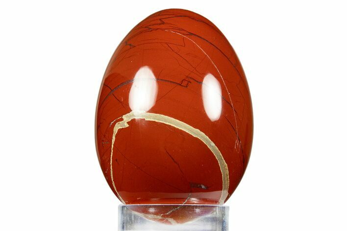 Polished Red Jasper Egg with Agate Seams - South Africa #312684